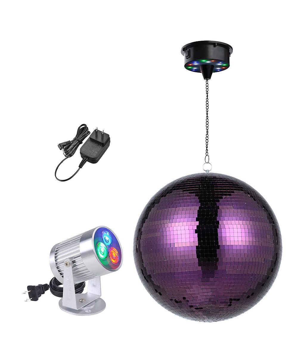 Большой диско-шар Yescom 16" с мотором и светом, вращение 6RPM и RGB прожектор 3W для вечеринок, DJ и студий