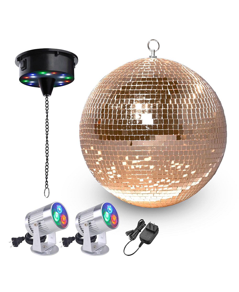 Зеркальный шар для вечеринок Yescom 12" с 2 RGB прожекторами и вращающимся мотором для DJ и дискотеки
