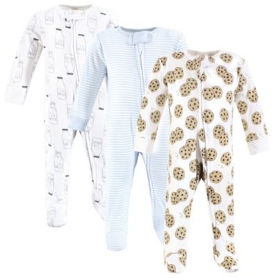 Боди Touched by Nature Baby Boys Organic Cotton Sleep and Play, Cookies And Milk, 0-3 Months