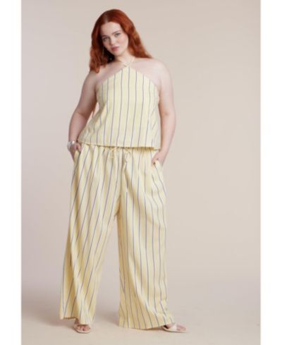 ELOQUII Women's Drawstring Wide Leg Linen Pant