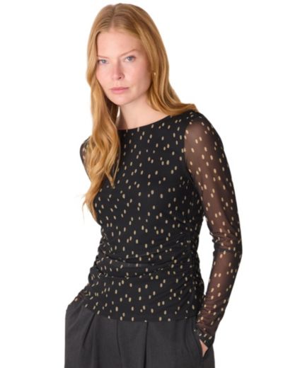 Whistles Women's Spot Print Mesh Jersey Top
