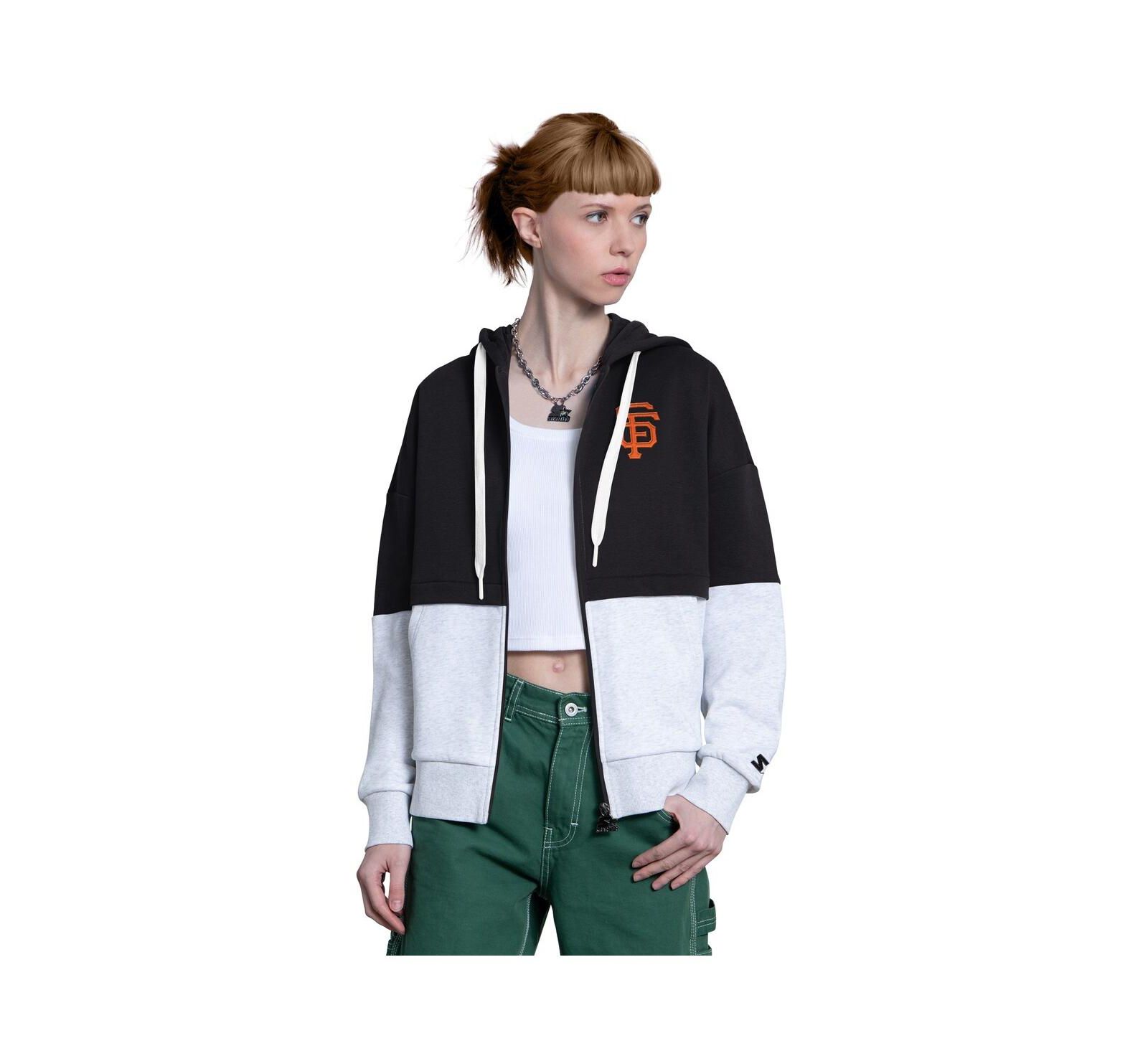 Starter Женский худи San Francisco Giants Wishbone Full-Zip, черный/серый меланж
