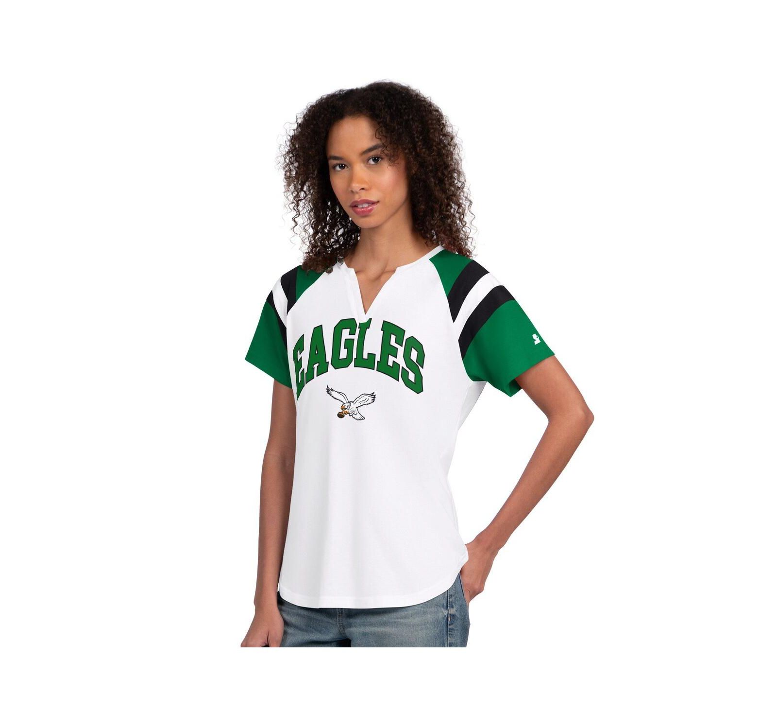 Женская белая футболка Starter Philadelphia Eagles Game On Notch Neck