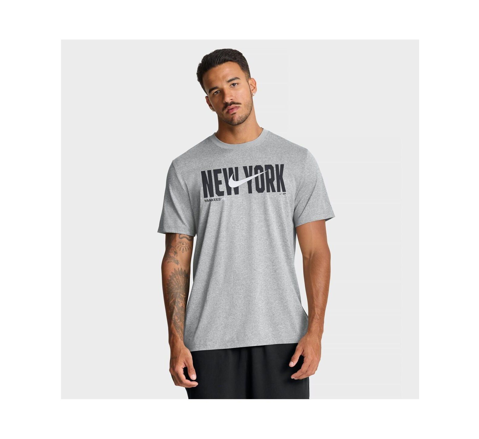 Мужская футболка Nike New York Yankees Swoosh Legend Dri-FIT, серая меланж