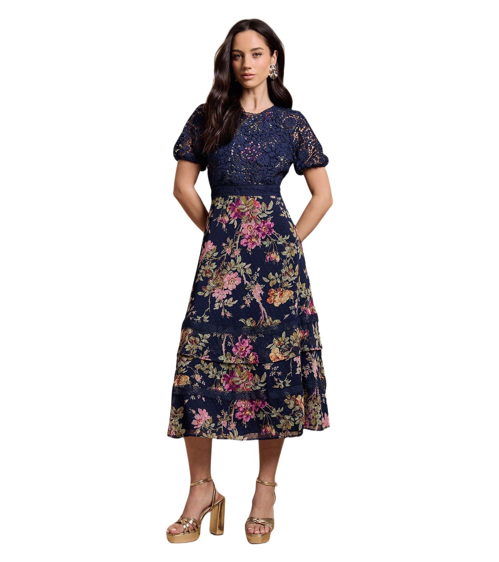 Oasis Women's Lace Bodice Midi Dress