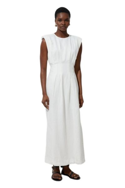 Karen Millen Women's Linen Blend Pintuck Midi Dress