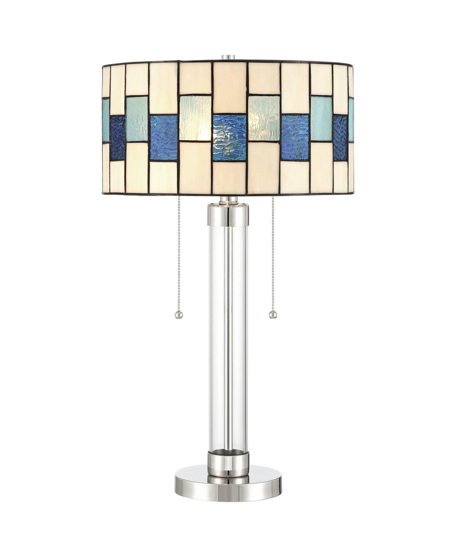 Настольная лампа Robert Louis Tiffany Andra 24 1/2 inches, современный стиль, из художественного стекла, серебристый никель