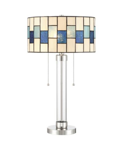 Настольная лампа Robert Louis Tiffany Andra 24 1/2 inches, современный стиль, из художественного стекла, серебристый никель