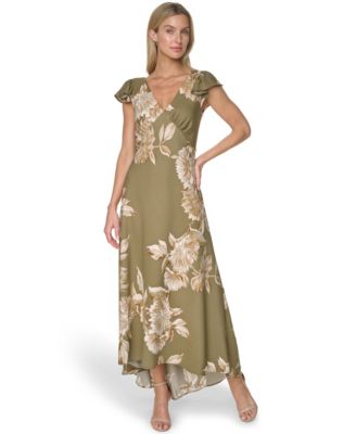Calvin Klein Women's Printed V-Neck Midi Dress
