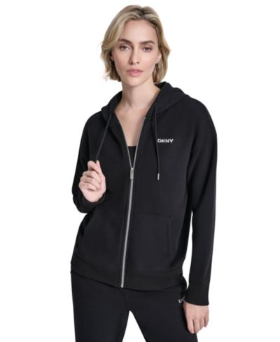 DKNY Sport Women's Metallic Bubble Logo Full-Zip Hoodie