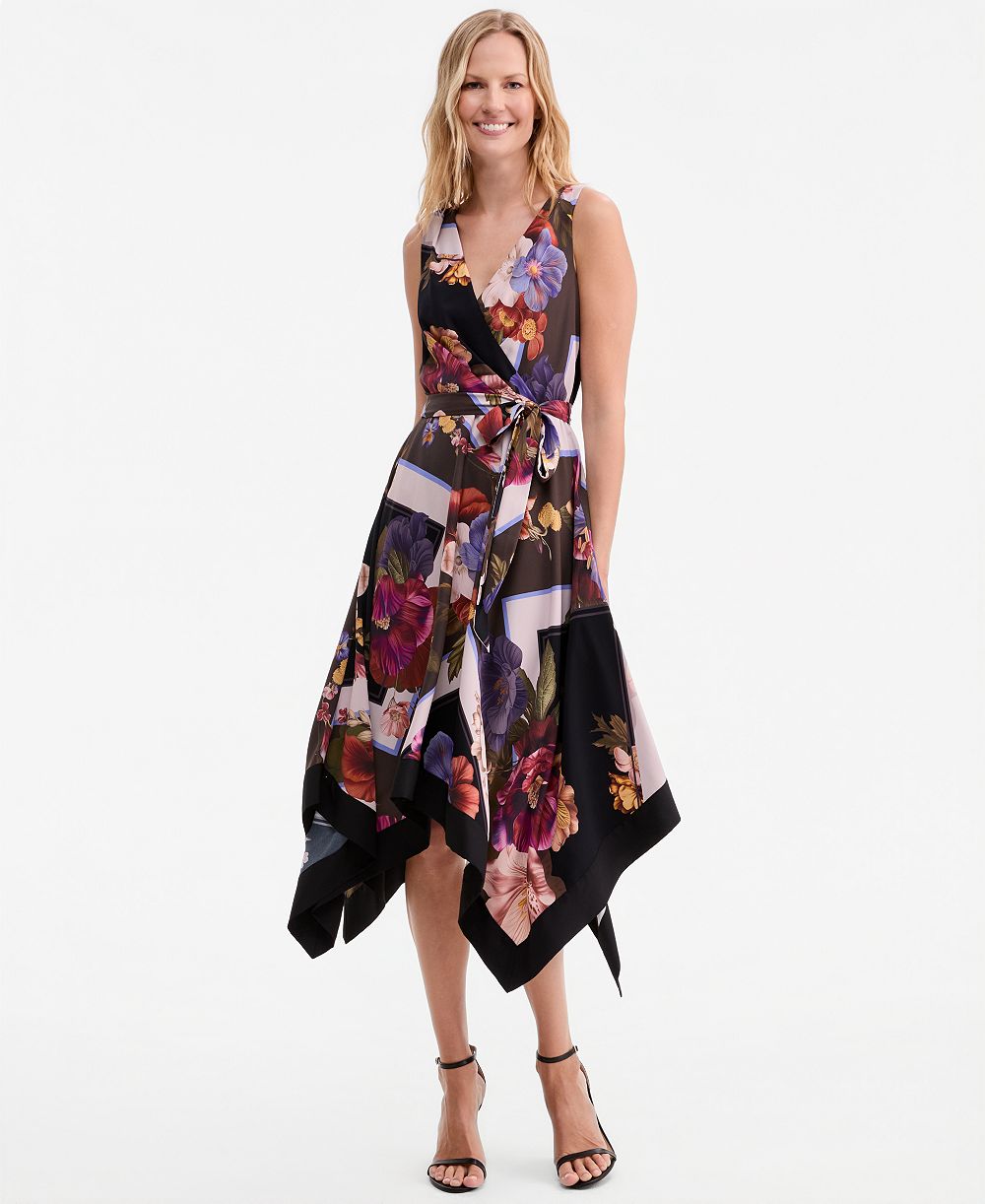 Женское платье Adrianna Papell Printed Handkerchief-Hem