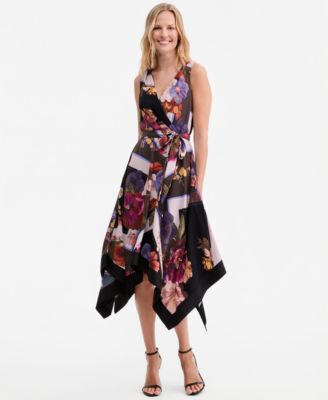 Женское платье Adrianna Papell Printed Handkerchief-Hem