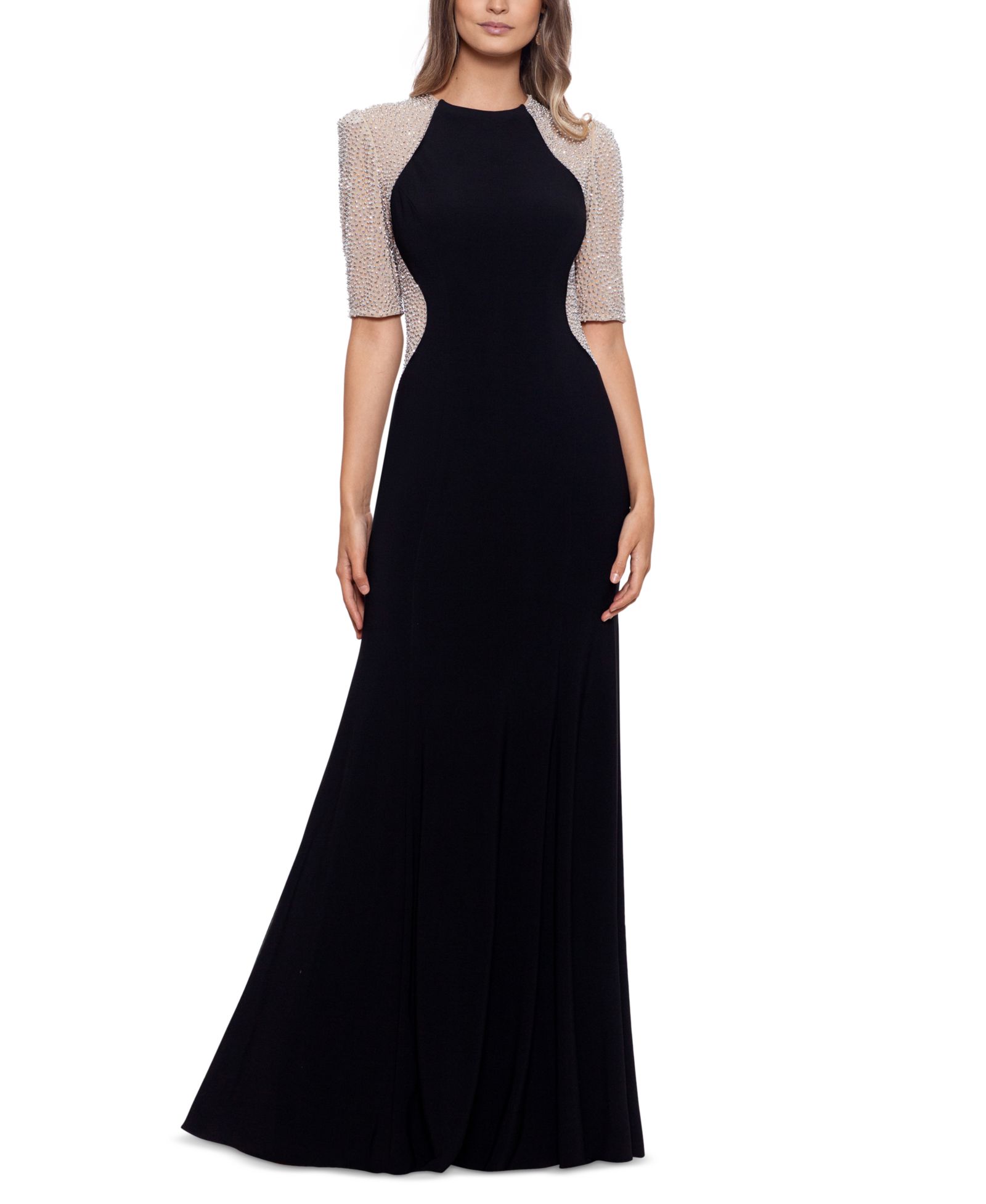 Платье XSCAPE Women's Beaded-Sleeve Scuba-Crepe