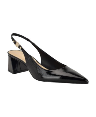 GUESS Women's Sinya Leather Block Heel Slingback Pumps