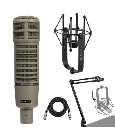 Electro-Voice RE20 Microphone, Broadcast Arm, ShokMount, 15' XLR Cable