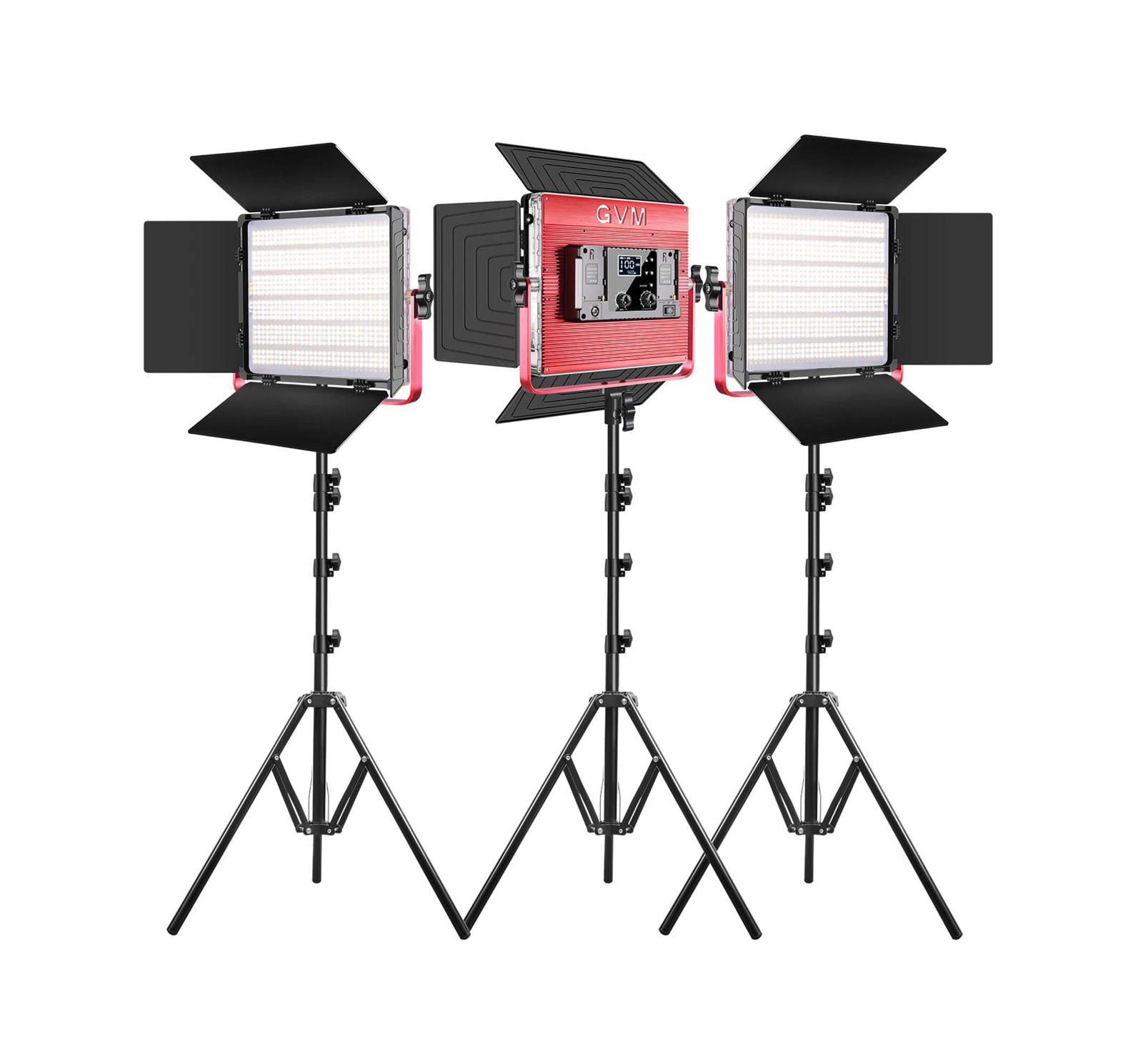 GVM 1200D Bi-Color RGB Studio LED Panel 3-Light Kit