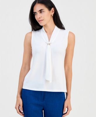 Kasper Petite Sleeveless Neck-Tie Top