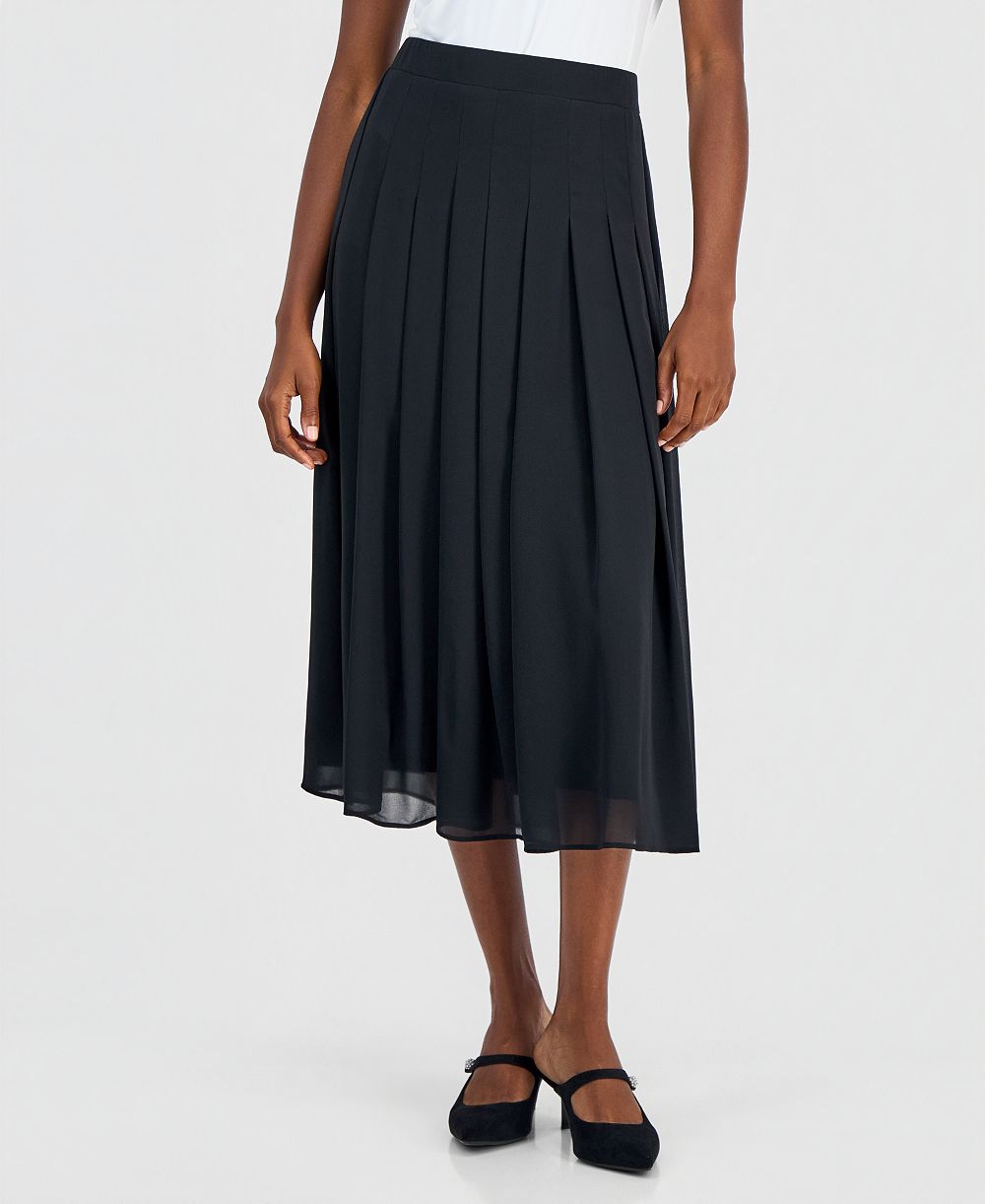 Kasper Petite Pull-On Pleat-Front Midi Skirt