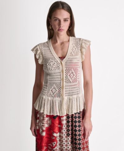 Женский кардиган BCBG с открытыми петлями и V-образным вырезом