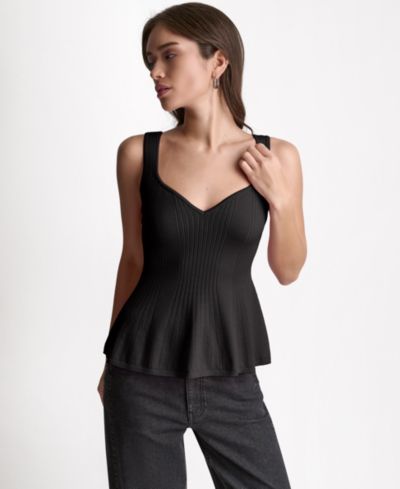 Женский топ BCBG Peplum Rib Sleeveless Tank Top