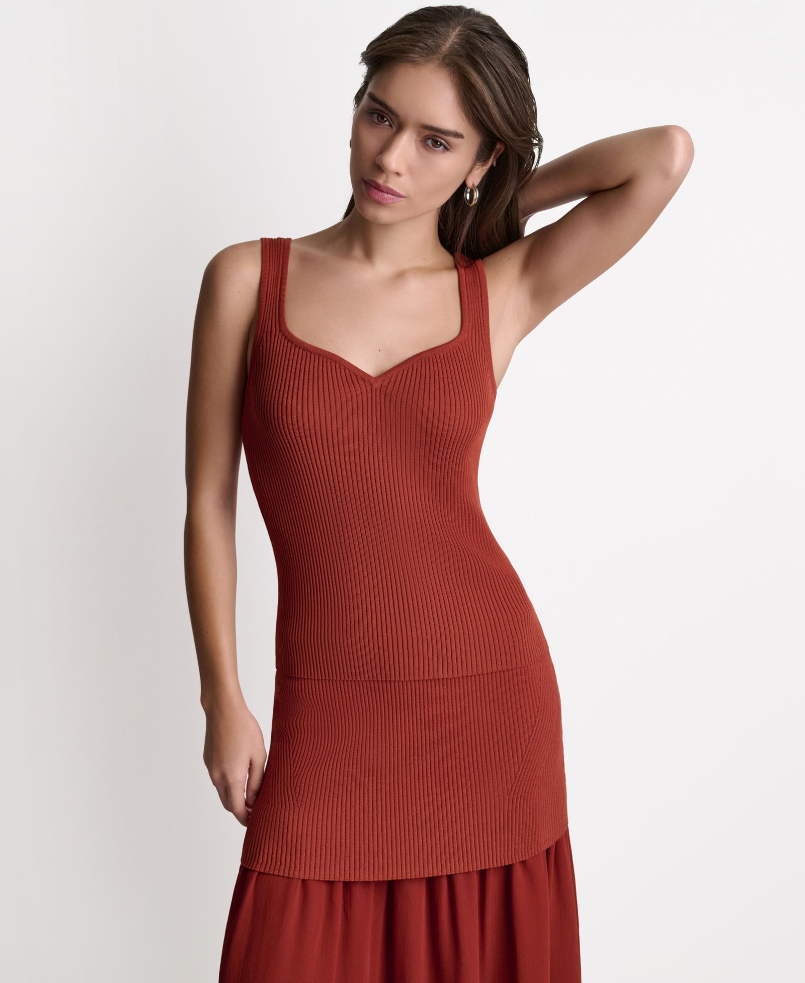 BCBG Women's Rib Shell Sleeveless Sweater Tank Top