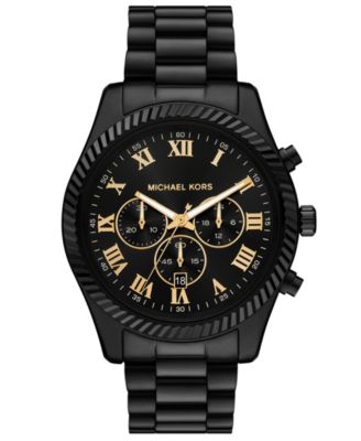 MICHAEL Michael Kors Men's Quartz Chronograph Date Black Stainless Steel Watch 45mm