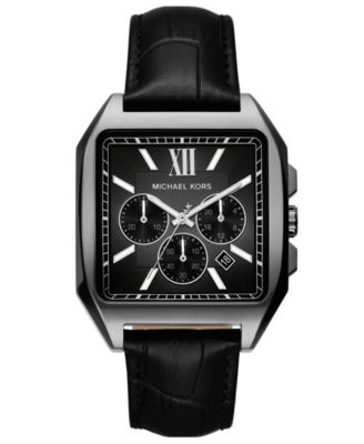 MICHAEL Michael Kors Men's Quartz Hayes Sport Chronograph Black Leather Watch 40mm
