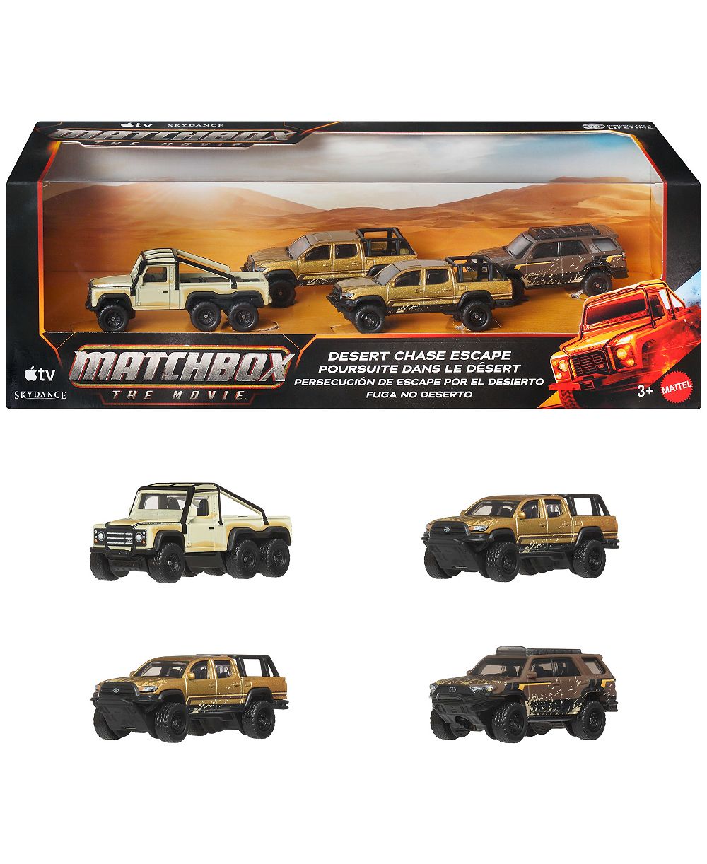 Matchbox набор из 4 коллекционных металлических машинок 1:64 «Пустынная погоня» из фильма, возраст 3+