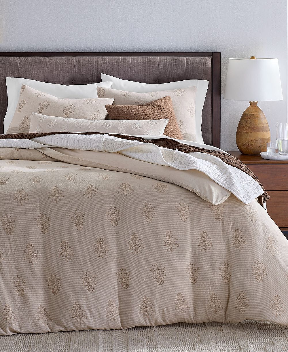 Oake Woven Floral Block 3-Piece Comforter Set, Full/Queen, Macy's Exclusive