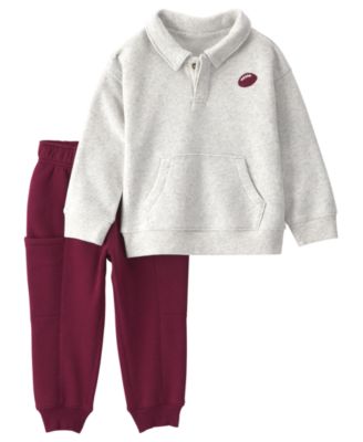 Carter's Toddler Boys' 2T-5T Football Fleece Polo Top & Pant, 2-Piece Set