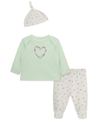 Детский набор Little Me Baby Girls' Floral Heart Lap-Shoulder Top, Pants and Hat, 3-Piece Set