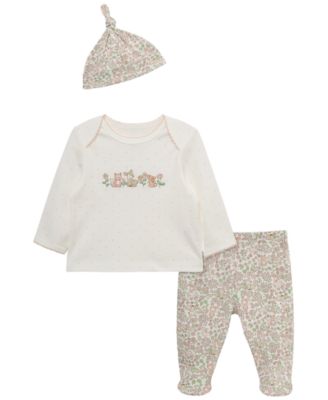 Little Me Baby Girls'  Woodland Lap-Shoulder Top, Pants and Hat, 3-Piece Set