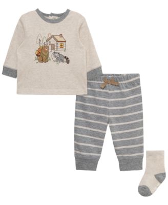 Комплект из 3 предметов Little Me Baby Boys' Cabin Round Neck Top, Joggers and Socks