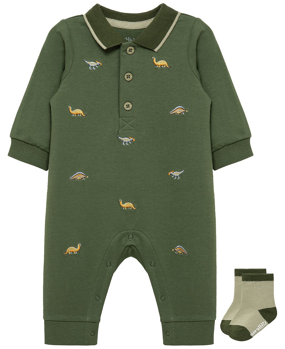 Детский комплект из комбинезона и носков Little Me Baby Girls' Dinos Long-Sleeve