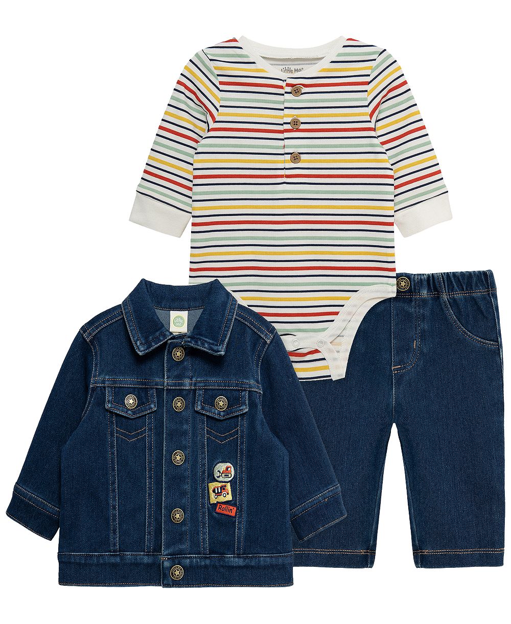 Детский комплект Little Me 3-Piece Construction Crewneck Bodysuit Jacket and Pants