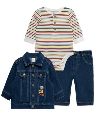 Детский комплект Little Me 3-Piece Construction Crewneck Bodysuit Jacket and Pants