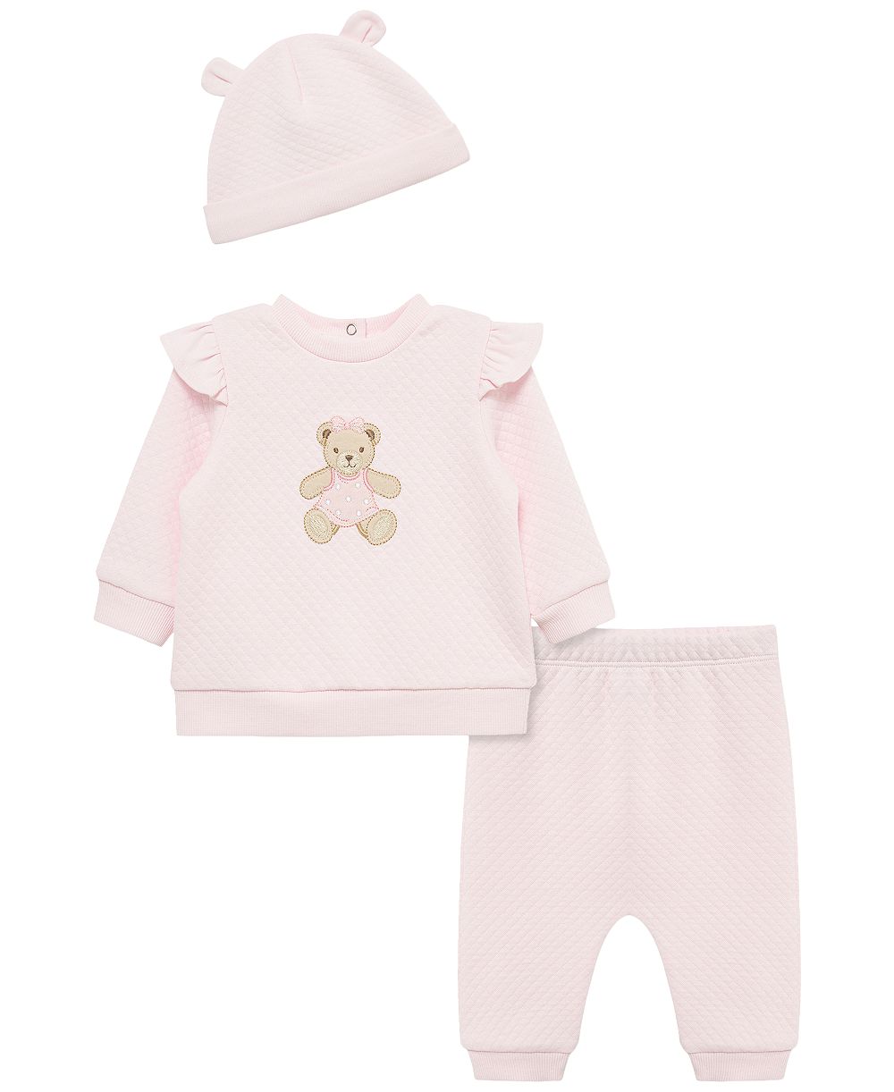 Комплект из 3 предметов Little Me Baby Girls' Dainty Bears (топ, брюки, шапка)