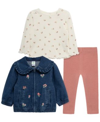 Little Me Baby Girls' Floral Long-Sleeve Top, Jacket and Leggings, 3-Piece Set