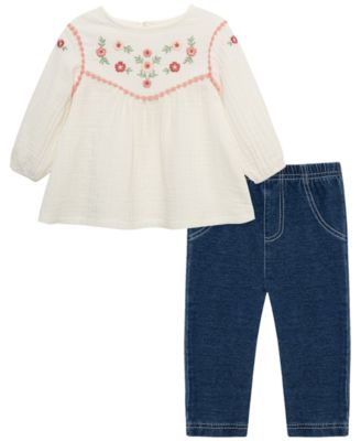Little Me Baby Girls' Floral Tunic Long-Sleeve Top and Pants, 2-Piece Set