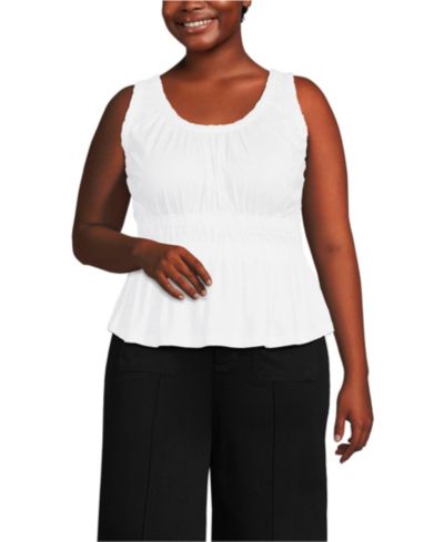 Lands' End Plus Size Slub Rouched Tank Top