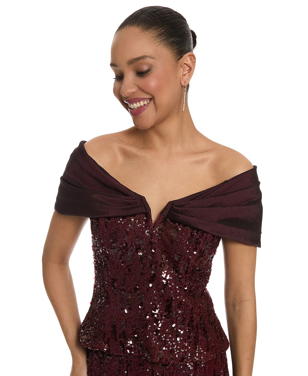 Muse Women's Sequin Off-The-Shoulder Short-Sleeve Top