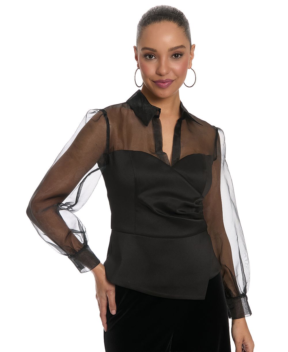 Muse Women's Mikado Long-Sleeve Sheer Top