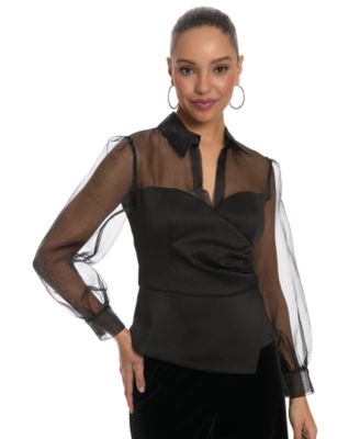 Muse Women's Mikado Long-Sleeve Sheer Top