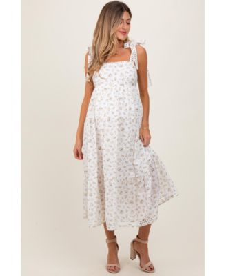 Pinkblush Women's Floral Shoulder Tie Midi Dress
