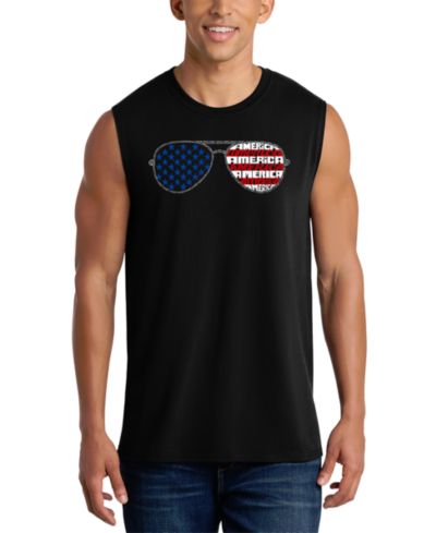 LA Pop Art Men's Patriotic Sunglasses American Flag Graphic Tank Top