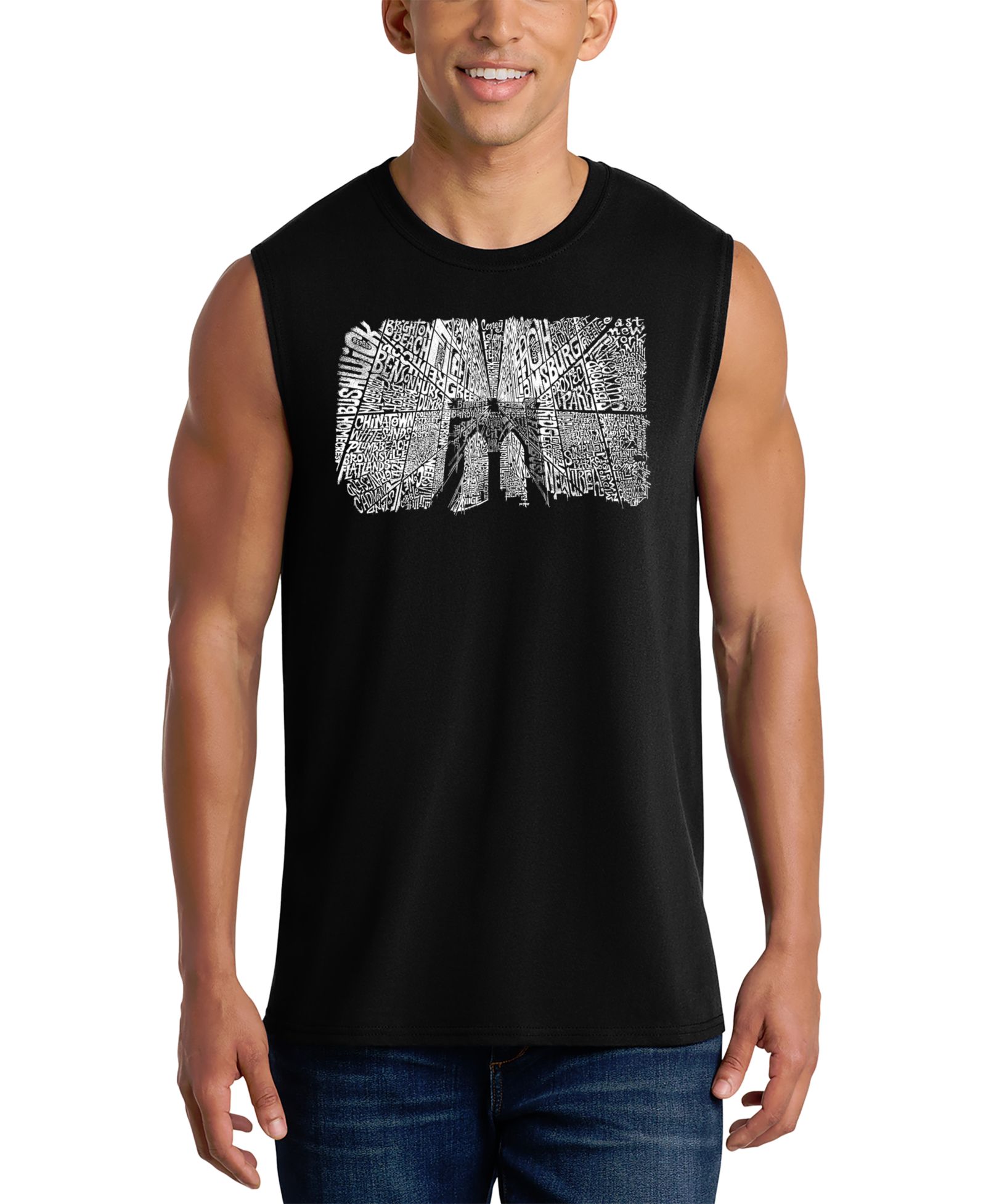 LA Pop Art Men's Arch Bridge Skyline Graphic Tank Top