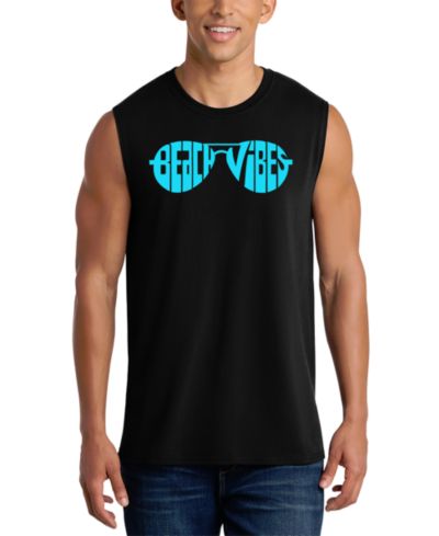 LA Pop Art Men's Groovy Sunglasses Retro Word Art Graphic Tank Top