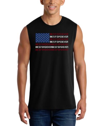 LA Pop Art Men's Best Dad Ever American Flag Graphic Tank Top