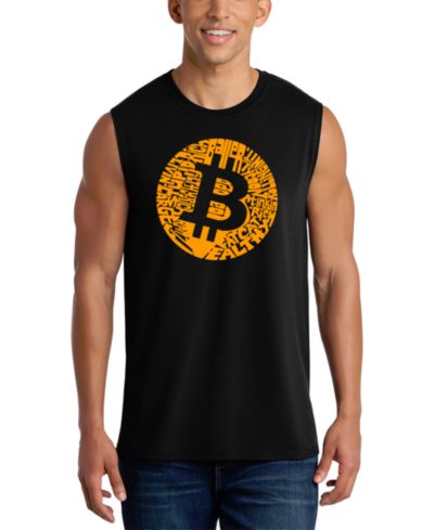 LA Pop Art Men's Bitcoin Logo Word Art Graphic Tank Top