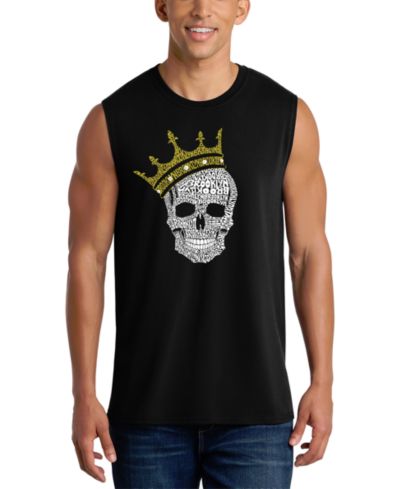 LA Pop Art Men's Crowned Skull Word Art Graphic Tank Top